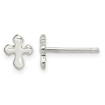 Sterling Silver Polished Cross Petite Post Earrings