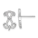 Sterling Silver Rhodium-plated CZ Dog Post Earrings