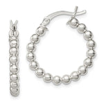 Sterling Silver Polished Beaded Hoop Earrings