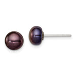 Sterling Silver Polished 5- Black Freshwater Cultured Pearl Button Post Earrings