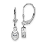 Sterling Silver Rhodium Plated 6x Oval CZ Leverback Earrings