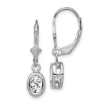 Sterling Silver Rhodium Plated 7x Oval CZ Leverback Earrings