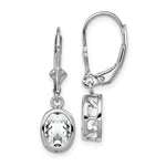 Sterling Silver Rhodium Plated 8x Oval CZ Leverback Earrings