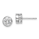 Sterling Silver RH-plated Polished Round CZ Bezel Set Stud Earrings