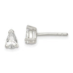 Sterling Silver Polished 4x Pear Basket Set CZ Stud Earrings