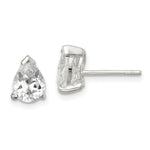 Sterling Silver Polished 5x Pear Basket Set CZ Stud Earrings