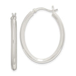Sterling Silver Polished Knife Edge Oval Hoop Earrings