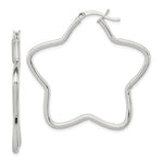 Sterling Silver Rhodium-Plated Star Hoop Earrings