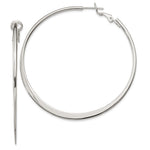 Sterling Silver Polish & Tapered Omega Back Round Hoop Earrings