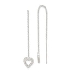 Sterling Silver Polished & Hammered Heart Threader Earrings