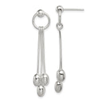 Sterling Silver Polished Multi-strand Oval Beaded Post Dangle Earrings
