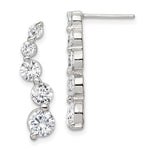 Sterling Silver Rhodium-plated Polished CZ Journey Post Earrings