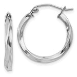 Sterling Silver Rhodium-plated Twisted 2.5xHoop Earrings