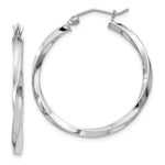 Sterling Silver Rhodium-plated Twisted 2.5xHoop Earrings