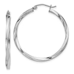 Sterling Silver Rhodium-plated Twisted 2.5xHoop Earrings