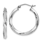 Sterling Silver Rhodium-plated 3xTwisted Hoop Earrings