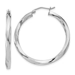 Sterling Silver Rhodium-plated 3xTwisted Hoop Earrings