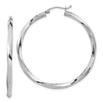 Sterling Silver Rhodium-plated 3xTwisted Hoop Earrings
