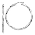 Sterling Silver Rhodium-plated 3xTwisted Hoop Earrings