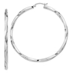 Sterling Silver Rhodium-plated 3xTwisted Hoop Earrings
