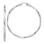 Sterling Silver Rhodium-plated 3xTwisted Hoop Earrings