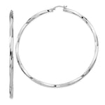 Sterling Silver Rhodium-plated 3xTwisted Hoop Earrings