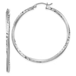 Sterling Silver RH-plated Satin Diamond-cut 2.5x Twisted Hoop Earrings