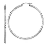Sterling Silver RH-plated Satin Diamond-cut 2.5x Twisted Hoop Earrings