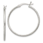 Sterling Silver Textured 2x Hoop Earrings
