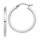 Sterling Silver Rhodium-plated 2x Square Tube Hoop Earrings