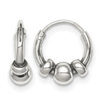 Sterling Silver Antiqued Tiny Beaded Endless Hoop Earrings