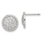 Sterling Silver Rhodium-plated Polished & Twisted CZ Circle Post Earrings