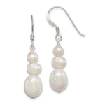 Sterling Silver Polished White 6- Freshwater Cultured Pearl Dangle Earrings