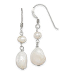 Sterling Silver Polished White 5.5- Baroque & Semi-Round Freshwater Cultured Pearl Dangle Earrings