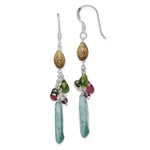 Sterling Silver Polished Citrine, Amethyst, Peridot, Blue Kyanite & Jasper Dangle Earrings