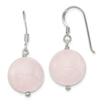 Sterling Silver Polished Round Rose Quartz Dangle Earrings