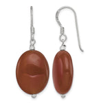 Sterling Silver Oval Carnelian French Hook Earrings