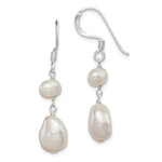 Sterling Silver Polished White 6- Baroque & Semi-Round Freshwater Cultured Pearl Dangle Earrings