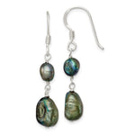 Sterling Silver Polished 5- Black Baroque Freshwater Cultured Pearl Dangle Earrings