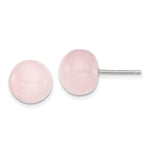 Sterling Silver 10- Rose Quartz Button Post Earrings