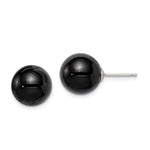 Sterling Silver Rhod-pltd 12- Black Agate Ball Post Earrings