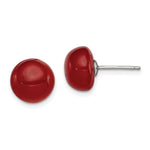 Sterling Silver Rhod-pltd 10- Carnelian Button Post Earrings