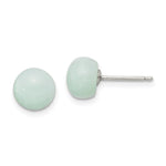 Sterling Silver Rhod-pltd 8- Button Amazonite Post Earrings