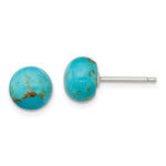 Sterling Silver Rhod-pltd 8- Button Turquoise Post Earrings