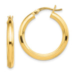 Sterling Silver Gold-flashed 3x Grooved Hoop Earrings