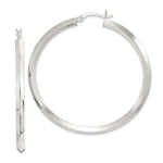 Sterling Silver Polished 3x Knife Edge Round Hoop Earrings