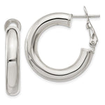 Sterling Silver 5x Omega Back Hoop Earrings