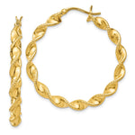 Sterling Silver Gold Flash Plated Patterned Twisted 4x Hoop Earrings