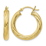 Sterling Silver Flash Gold-plated Twisted 4x Hoop Earrings