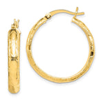 Sterling Silver Gold Flash Plated Patterned 4x Hoop Earrings